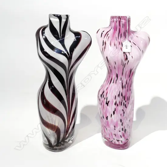2 FEMALE FORM ART GLASS VASES H430MM