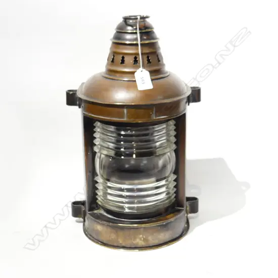 LG PERKO MARINE COPPER & GLASS SHIPPING LANTERN H. 410MM