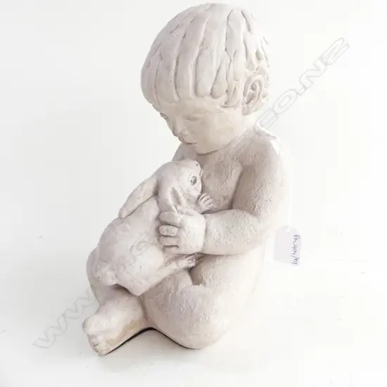 MIRO MUSULIN CONCRETE SCULPTURE 'BOY w. RABBIT' H.235mm