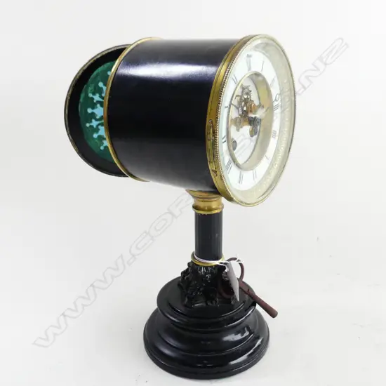 ANTIQUE CLOCK ON COLUMN STAND WITH KEY H290