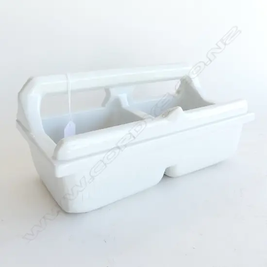 VINTAGE WHITE CERAMIC BATHROOM SOAP HOLDER W.300mm - ENGLAND 1956