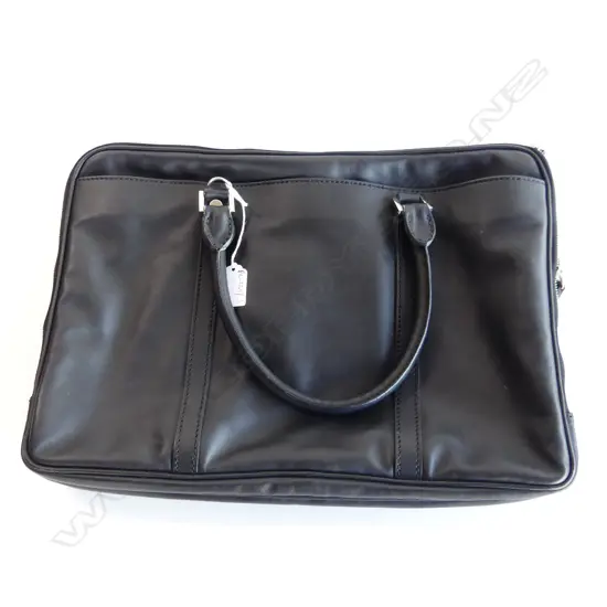 DELL'GA ITALIAN BLACK LEATHER BRIEFCASE - EX WORKING STYLE 400x280mm
