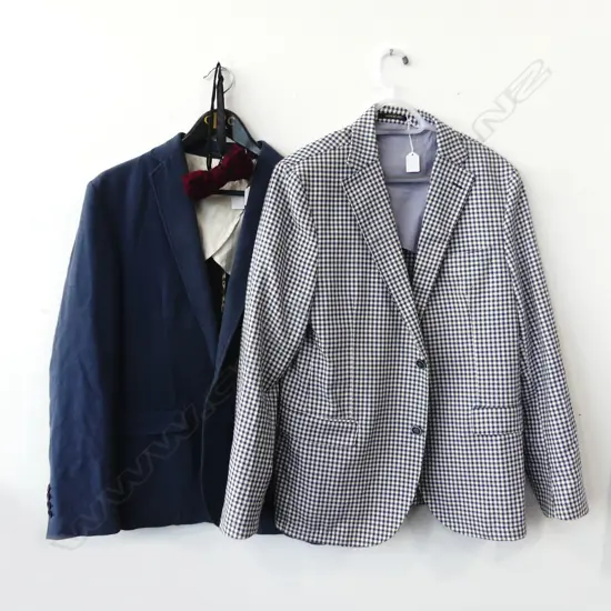 2 ITALIAN MENS JACKETS BOTH SIZE 54; MESSAGERIE & MANUEL RITZ + WORLD BOW TIE 