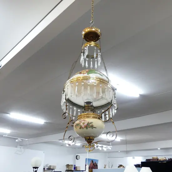 VICTORIAN KEROSENE LAMP CEILING PENDANT 360mm dia