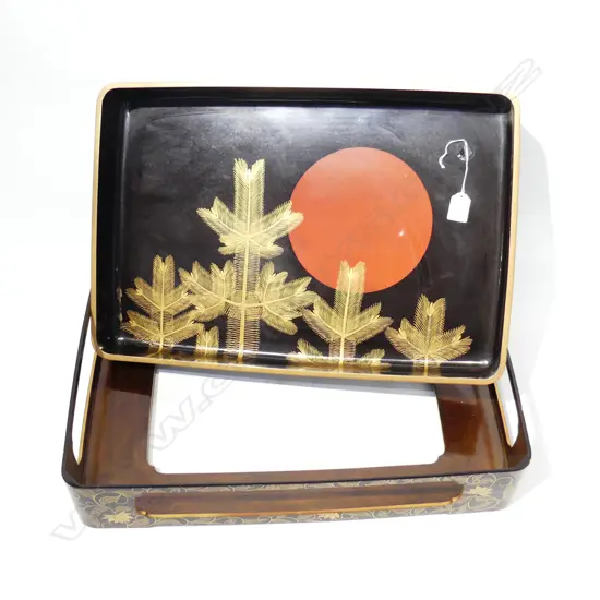 MEIJI PERIOD MAKI-E LACQUERED CEDAR PRESENTATION TRAY 530 x 360mm