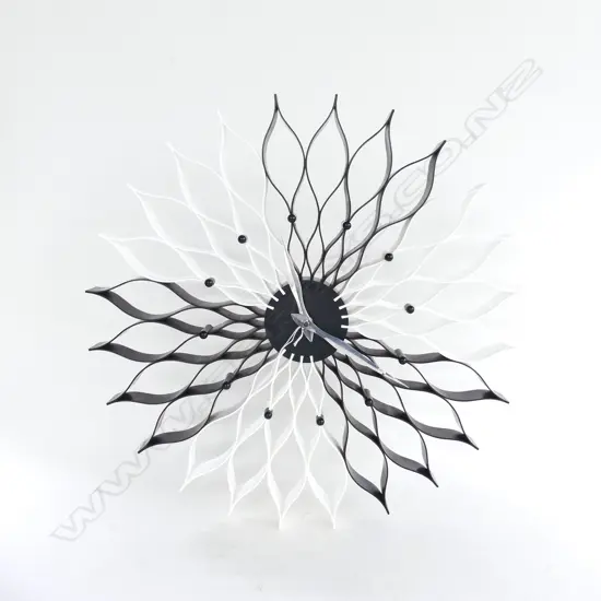 MODERN B/W PLASTIC WALL CLOCK - WORKING dia 500mm
