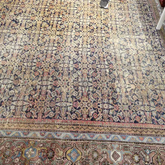 LG 19thC IRANIAN FERAGHAN CARPET (HERATI DESIGN) 4100 x 4700mm  WEAR COMMENSURATE WITH AGE