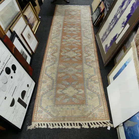 HAND KNOTTED WOOL PILE RUNNER 3000x850mm