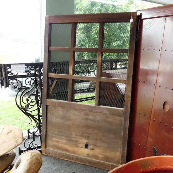 JAPANESE MEIJI PERIOD STOREHOUSE DOOR COPPER MESH. 19thC. 1790 x 1120mm.