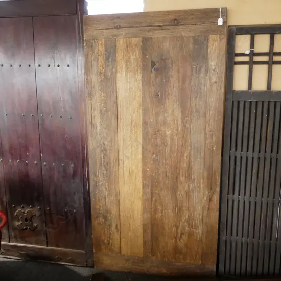 OLD HEAVY WORN OAK TABLE TOP CLENCHED ENDS. 1835 x 900mm.