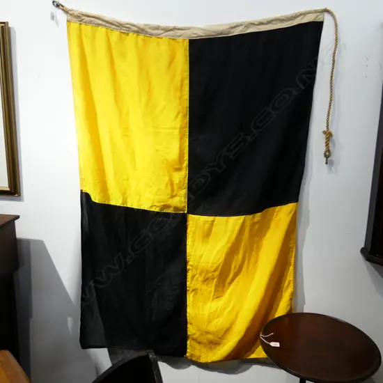 VINTAGE YELLOW & BLACK QUARANTINE CANVAS FLAG