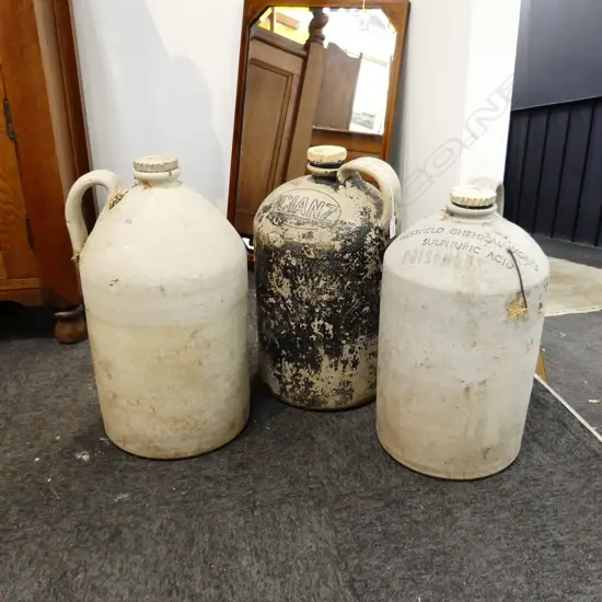 3 VINTAGE ACID CROCKS; 2x WESTFIELD CHEMICAL WORKS, ICIANZ H.460mm