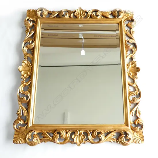 LG MIRROR w. ORNATE GOLD SCROLL FRAME 1000x840mm