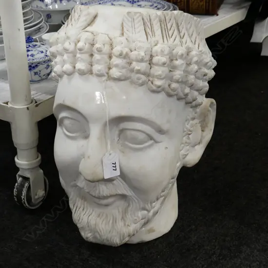WHITE MARBLE HEAD; NEBUCHADNEZZAR OF BABYLON H.360mm