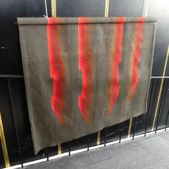 IAN SPALDING BROWN WOOL TAPESTRY 'RED SHADOWS IX' 1125x1450mm