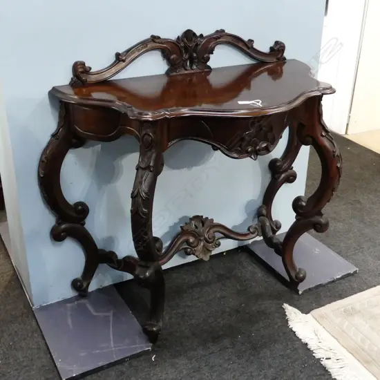 VICTORIAN STYLE CARVED MAHOGANY CONSOLE TABLE 1000x480x920mm