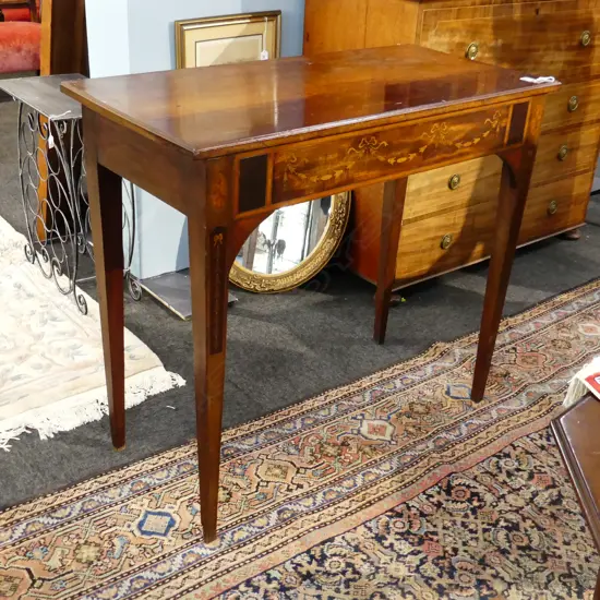 SHERATON REVIVAL TALL MAHOGANY TABLE  ORIGINALLY HAD CABINET BACK 1030 x 495 x 910mm