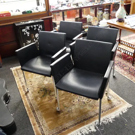 4 DESIGNER LEATHER OFFICE CHAIRS BY 'DAMBA'