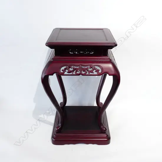 CHINESE VASE STAND W BASE TIER H.440mm red stained