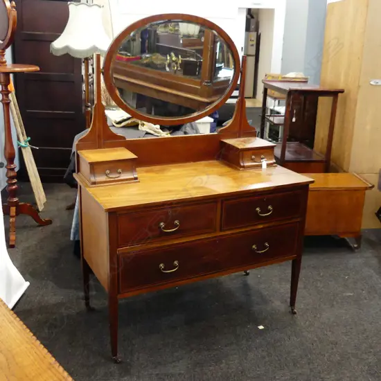 EDWARDIAN INLAID MAHOGANY DRESSING TABLE 1070X525mm