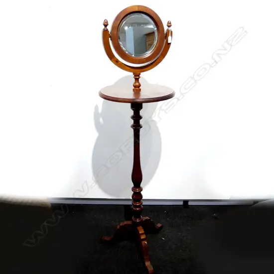 MAHOGANY MAKEUP MIRROR ON STAND H1600MM
