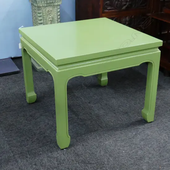 GREEN PAINTED ORIENTAL TABLE 585x585x490mm