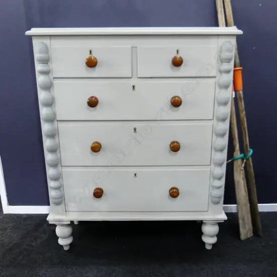 VICTORIAN PAINTED PINE CHEST OF DRAWERS 1060x470x1320mm