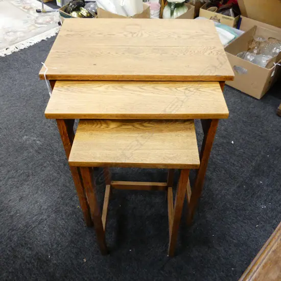 3 OAK NESTING TABLES W.560mm