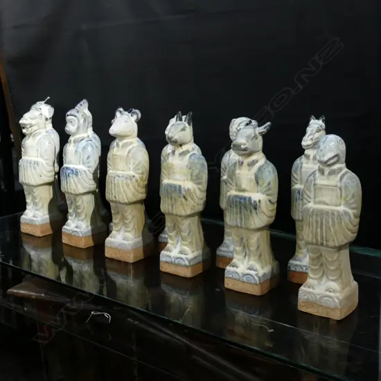 SET OF 12 GLAZED TERRACOTTA CHINESE ZODIAC ANIMALS H.340mm