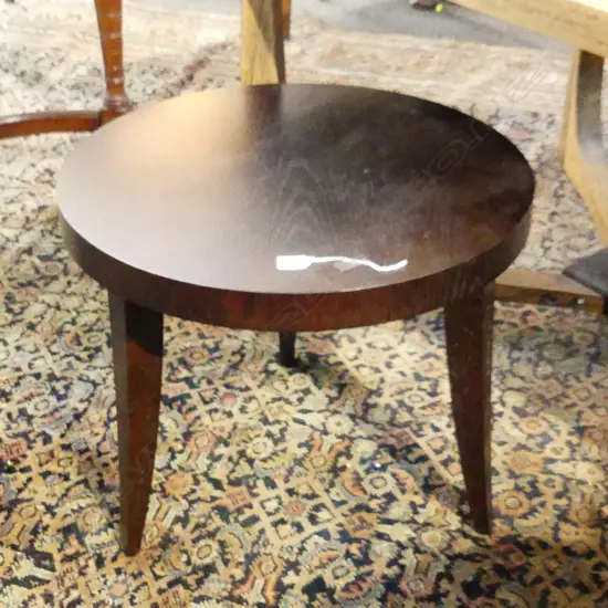 MODERN ROUND SIDE TABLE SPLAY LEGS DARK OAK Dia.600mm