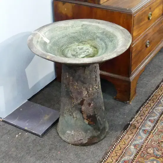 BIRD BATH W TAPERED BASE CRUSTY GLAZE Dia.535mm