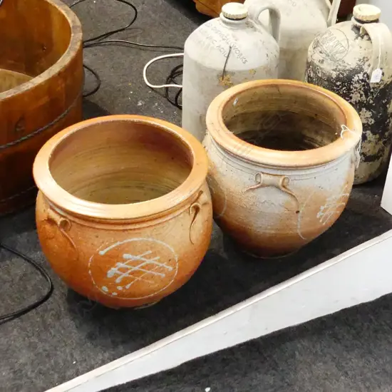 PR NZ STUDIO POTTERY SHINO GLAZE GARDEN PLANTERS