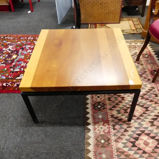 RETRO SQUARE COFFEE TBLE EBONISED METAL BASE