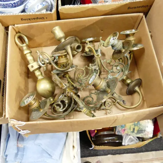 SMALL BOX LOT BRASS WALL SCONCES