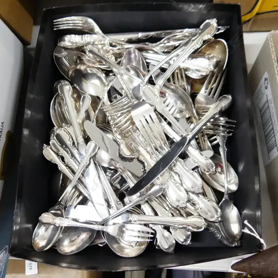 BOX LOT ASST. EP CUTLERY; RODD ETC