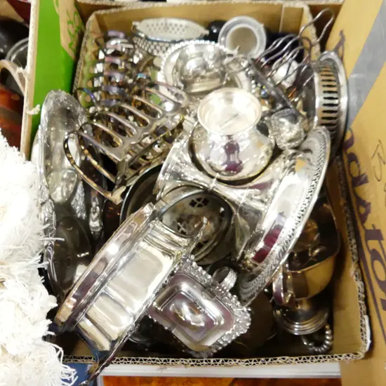 BOX LOT ASST. SILVER PLATE 