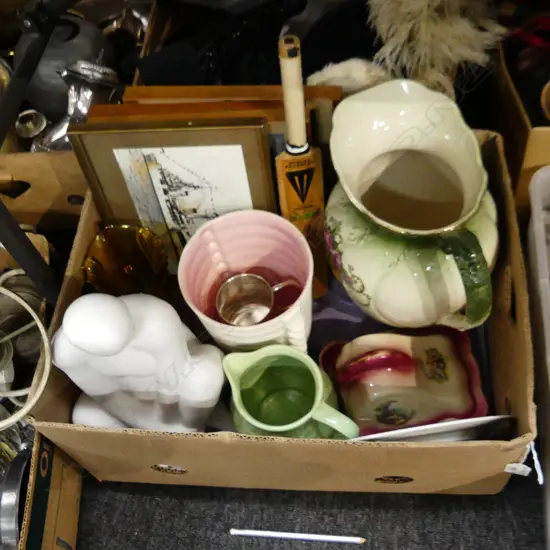 BOX ASST CERAMICS; JUGS, VASES, ETC