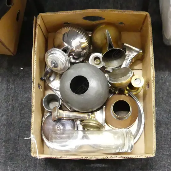 BOX LOT EP BRASS & PEWTER