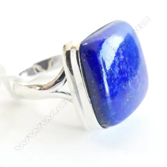 LAPIS LAZULI SQUARE CABOCHON & 925 SILVER RING SIZE P