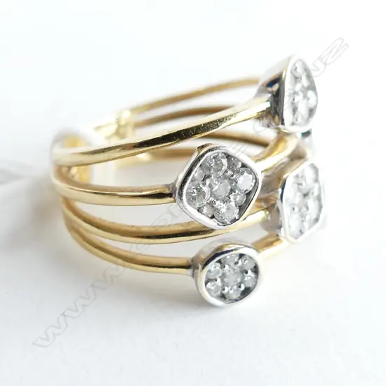 18CT YELLOW GOLD & 6 DIAMOND CLUSTER RING 6.60GM