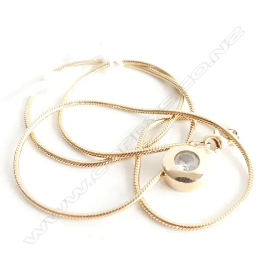 9CT GOLD SNAKE LINK NECK CHAIN WITH PENDANT 9.6GM