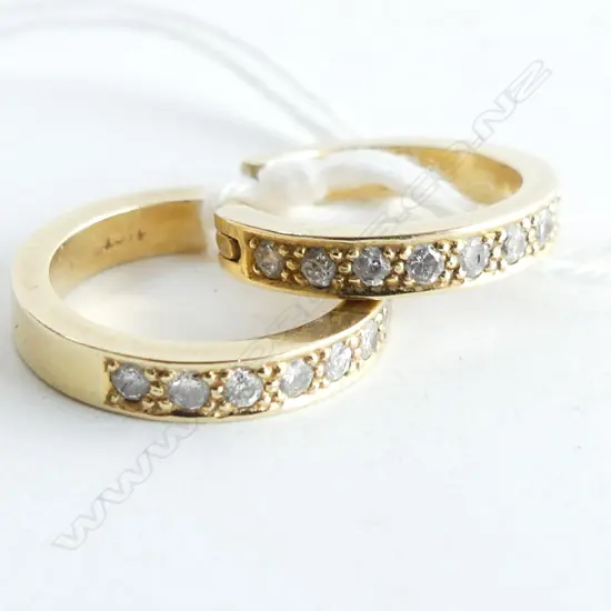 PR 14CT YELLOW GOLD & DIAMOND HOOP EARRINGS 4.48GM