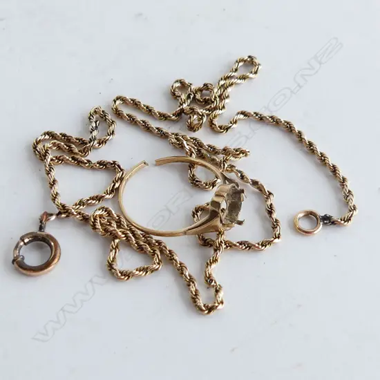SCRAP GOLD RING & CHAIN 6.5 GRAMS