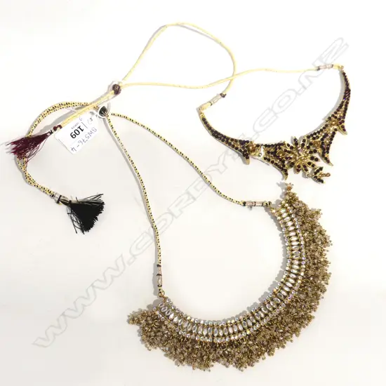 2 ORNATE INDIAN NECKLACES, ONE A/F 