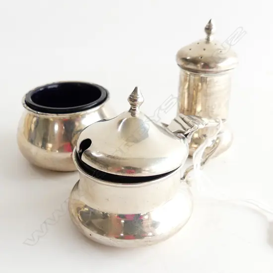3 PCE STG SILVER CONDIMENT SET B'HAM 1922 83 GRAMS