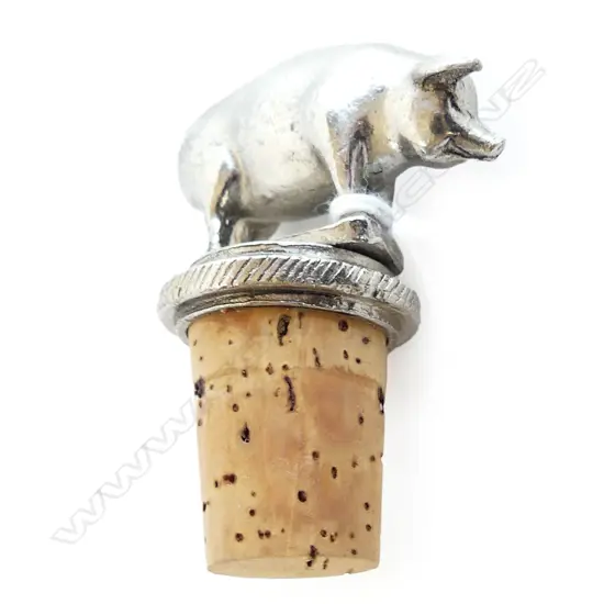 SILVER PLATED PIG WINE BOTTLE STOPPER H.60MM