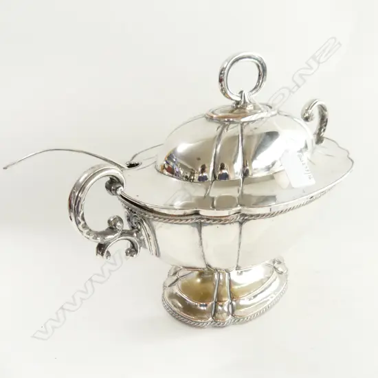 GEO SHEFFIELD PLATED SOUP TURREEN WITH LADLE H270 L370MM