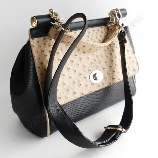 FAUX OSTRICH LIKE HANDBAG BY SAN MICHELL L310 H250MM