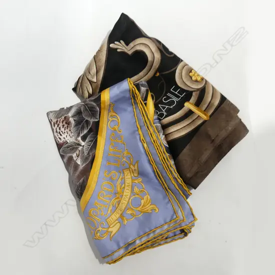 2 SILK SCARVES; ITALIAN 'LEOPARDS LIFE' BEPPE SPADACINI + 'BASILE'