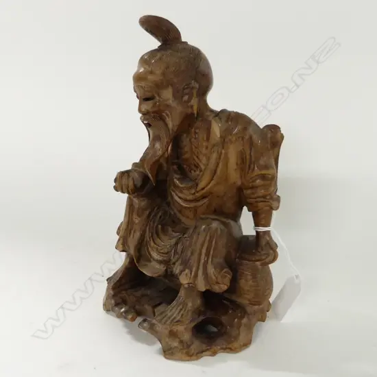OLD CHINESE CARVED HARDWOOD SAGE H220MM